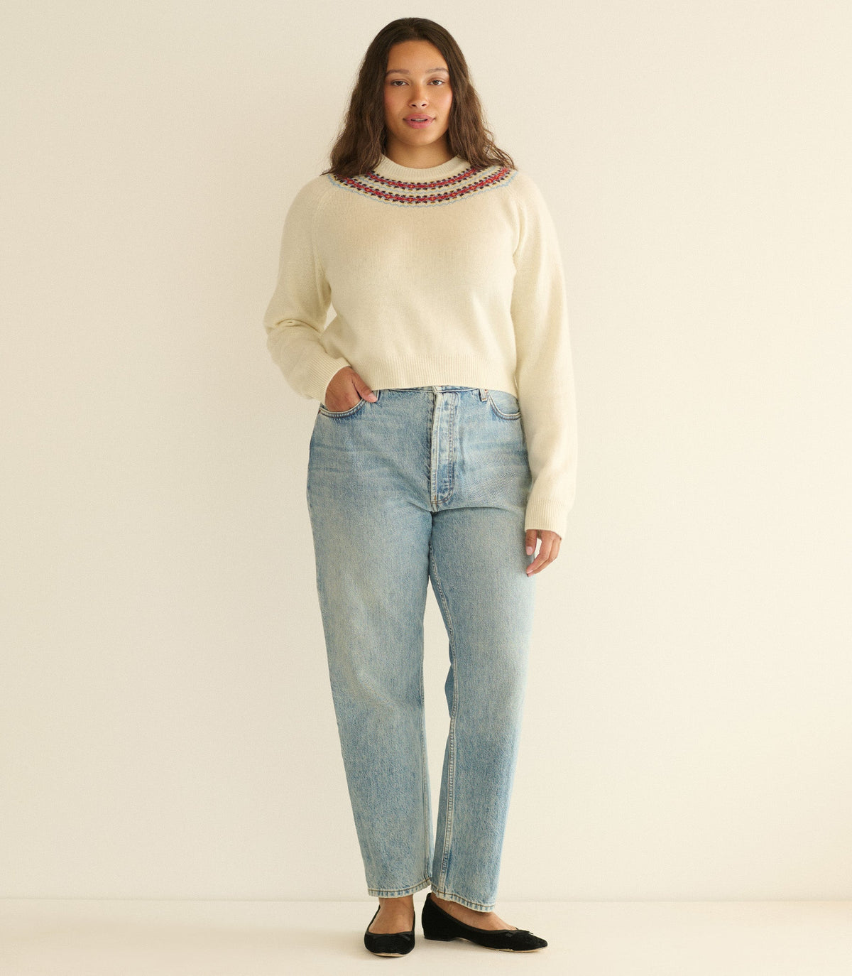 Boniface Sweater in Ivory Annecy Fair Isle - view 8