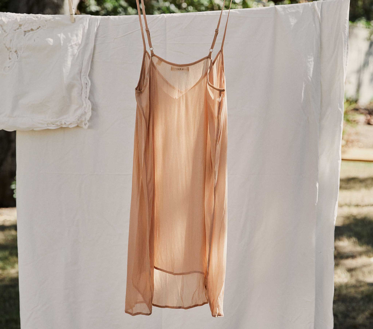 Short Deep V-Neck Slip in Sand Dollar - view 4
