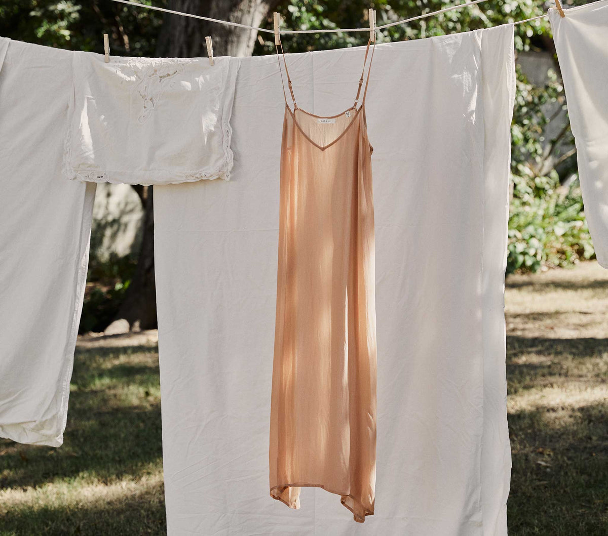 Long Deep V-Neck Slip in Sand Dollar - view 1