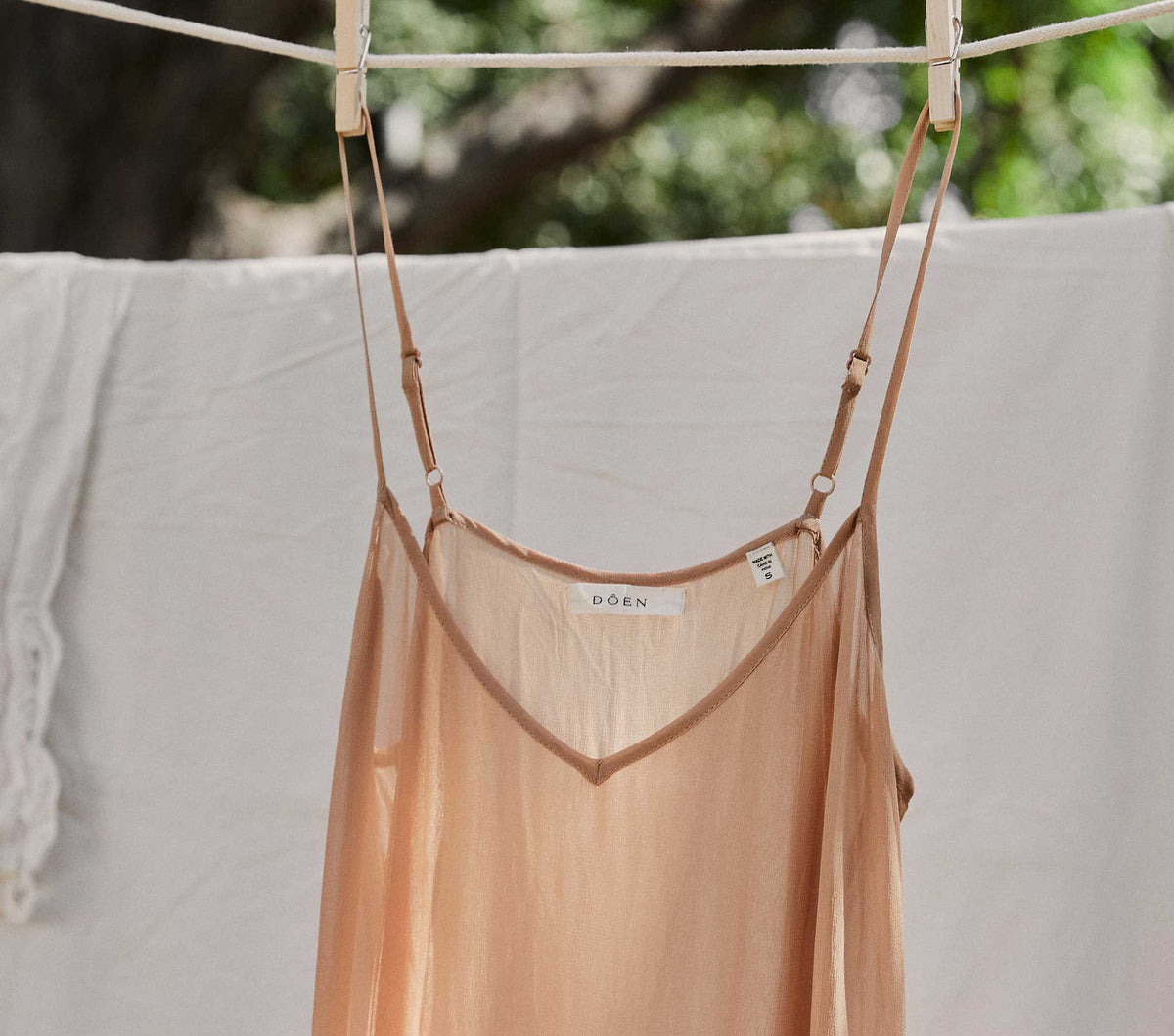 Long Deep V-Neck Slip in Sand Dollar - view 2