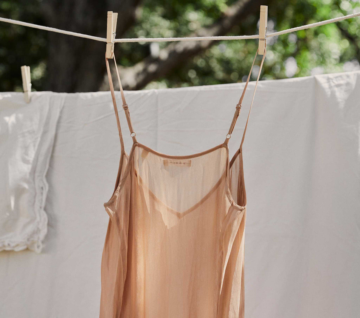 Long Deep V-Neck Slip in Sand Dollar - view 4