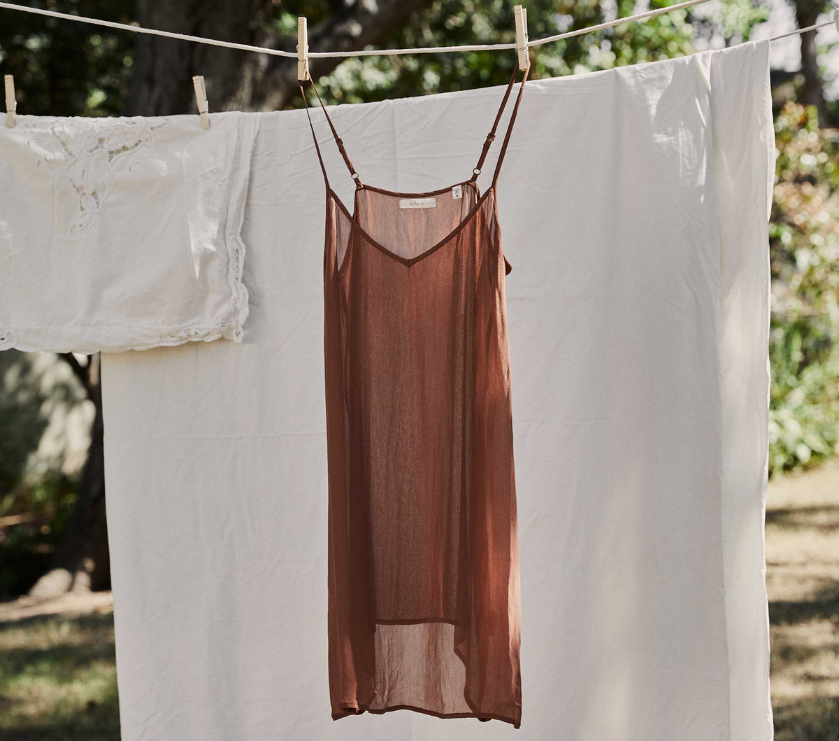 Short Deep V-Neck Slip in Carob - view 1