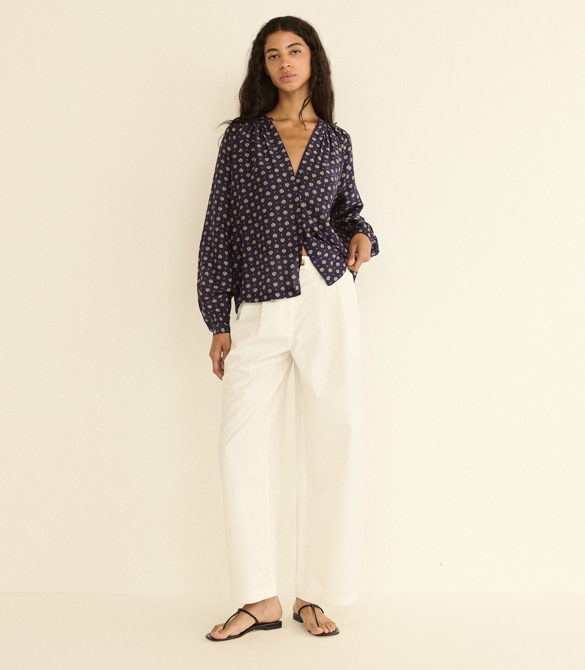 Julienne Top in Navy Cadiz Foulard - view 3
