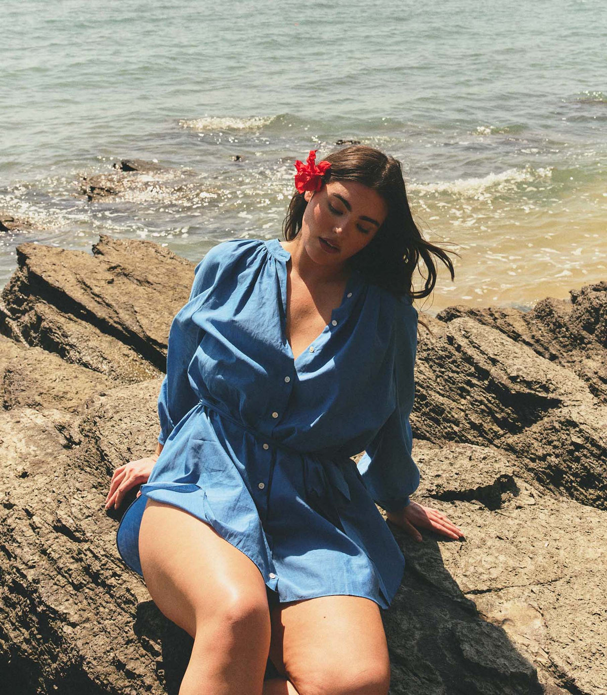 Juliet Tunic Dress in Santorini Blue - view 2