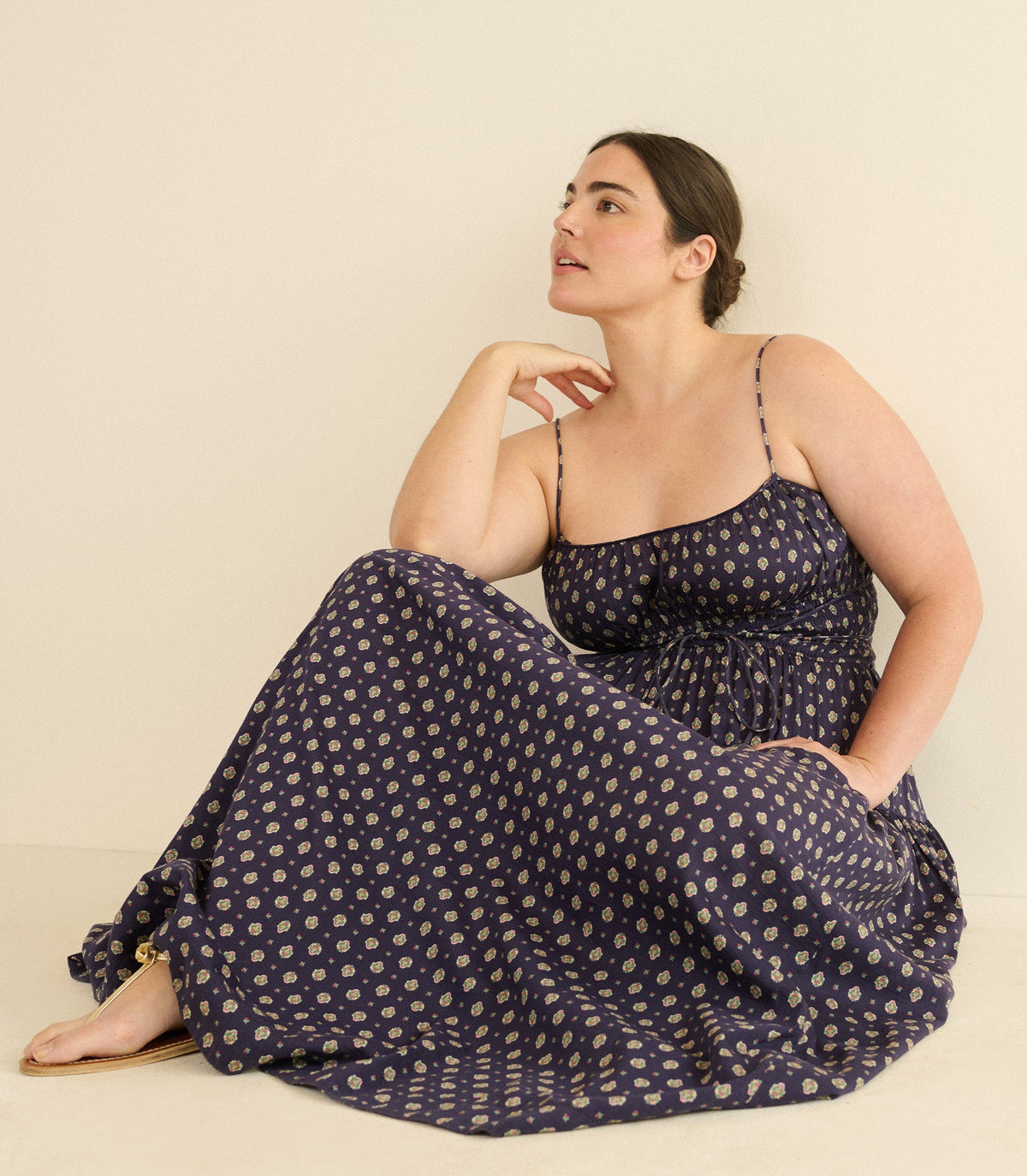 Safia Dress in Navy Cadiz Foulard - view 7