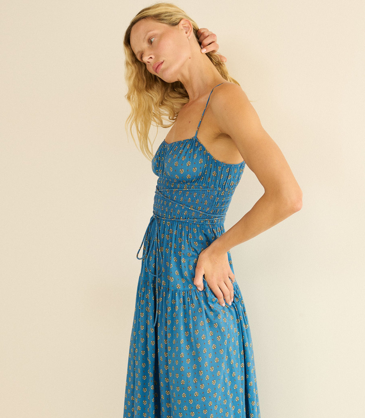 Safia Dress in Santorini Blue Cadiz Foulard - view 3
