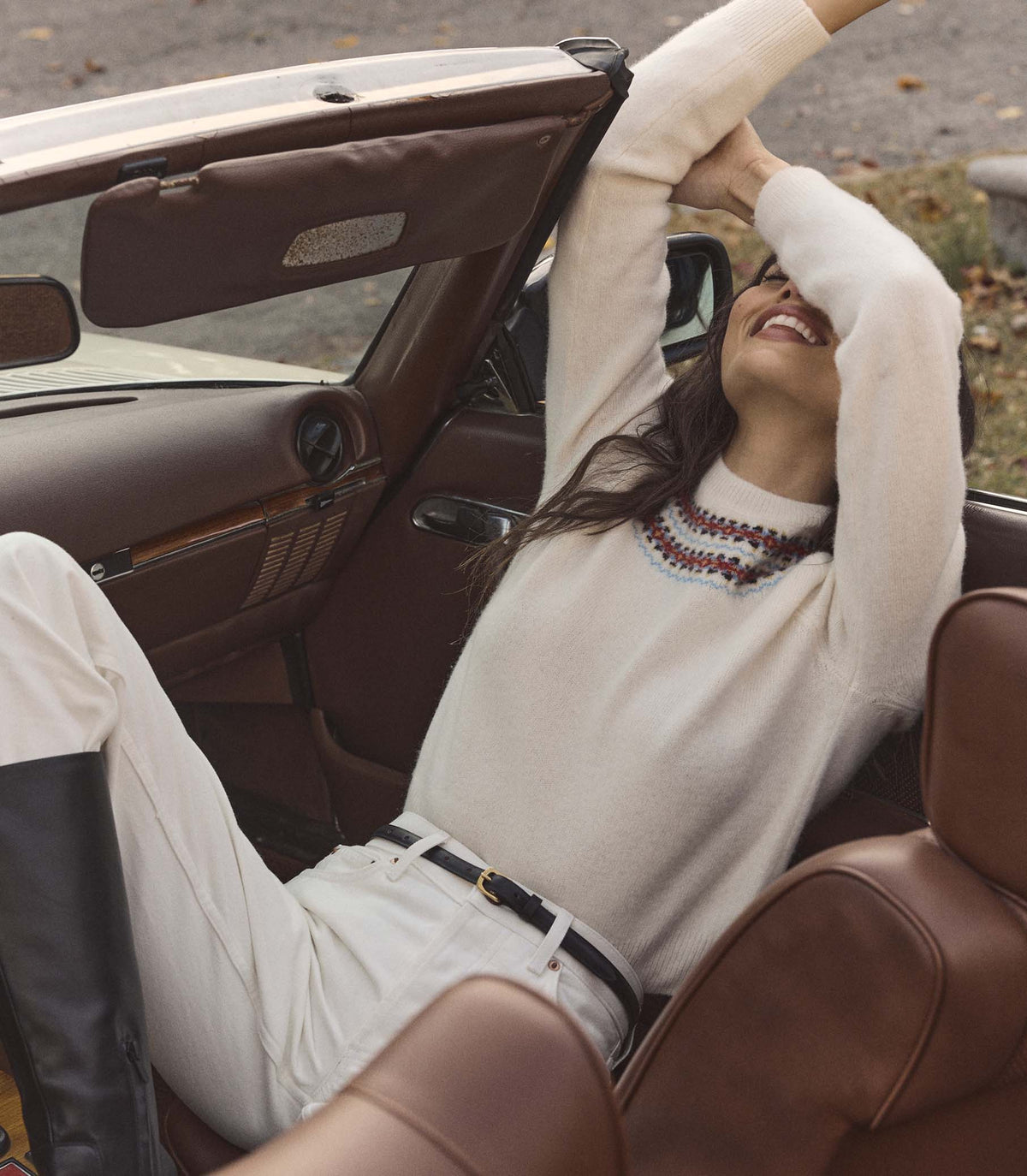 Boniface Sweater in Ivory Annecy Fair Isle - view 3