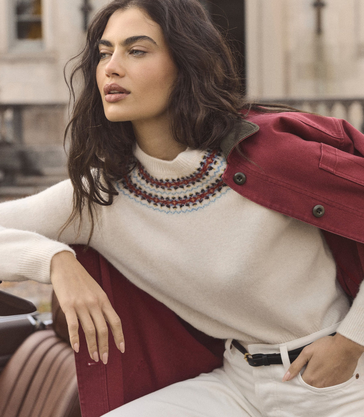 Boniface Sweater in Ivory Annecy Fair Isle - view 4