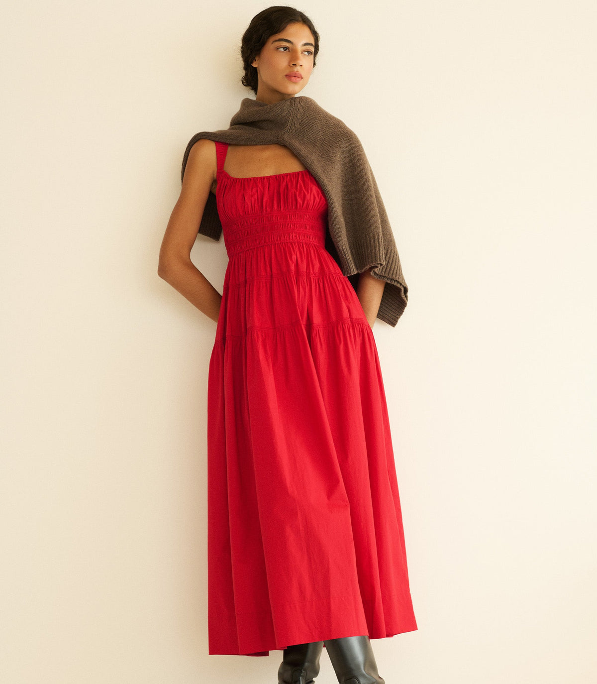 Clover Dress in Deep Tomato - view 4