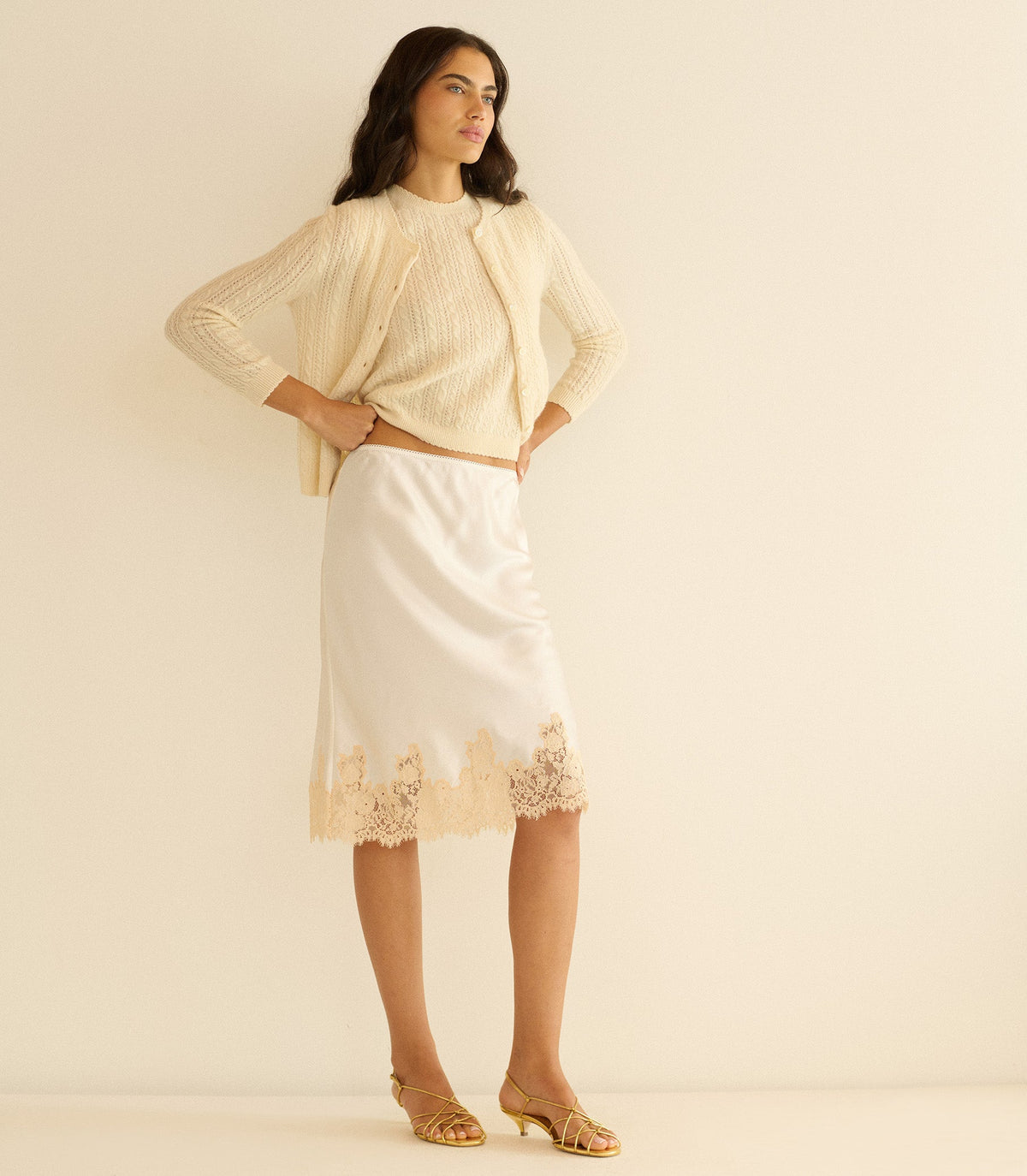 Danae Cashmere Cable Cardigan in Dogwood - view 5