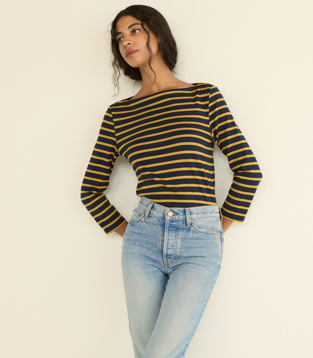 Donnie Tee in Navy Breton Stripe - view 5
