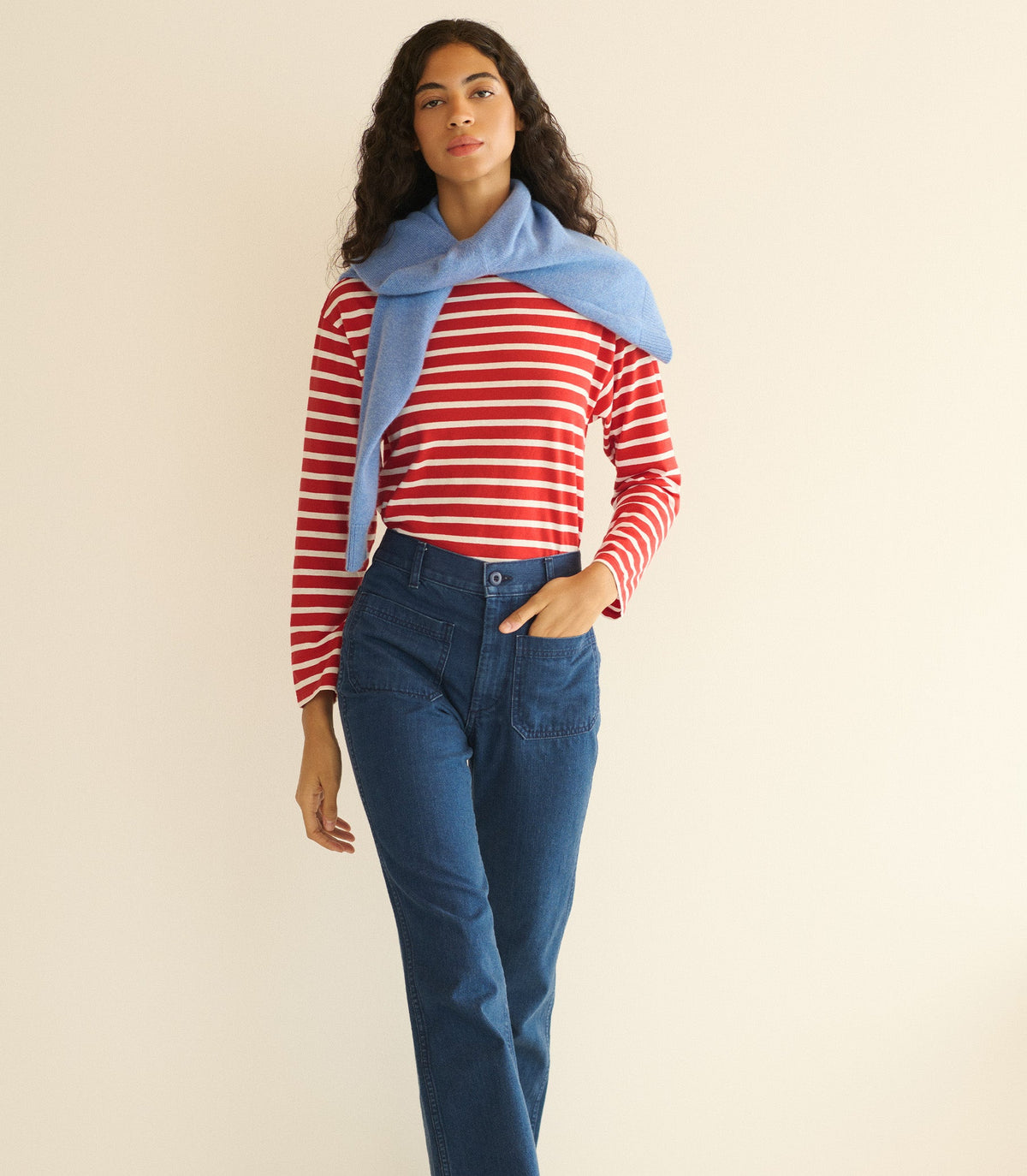 Irene Tee in Rouge Breton Stripe - view 1