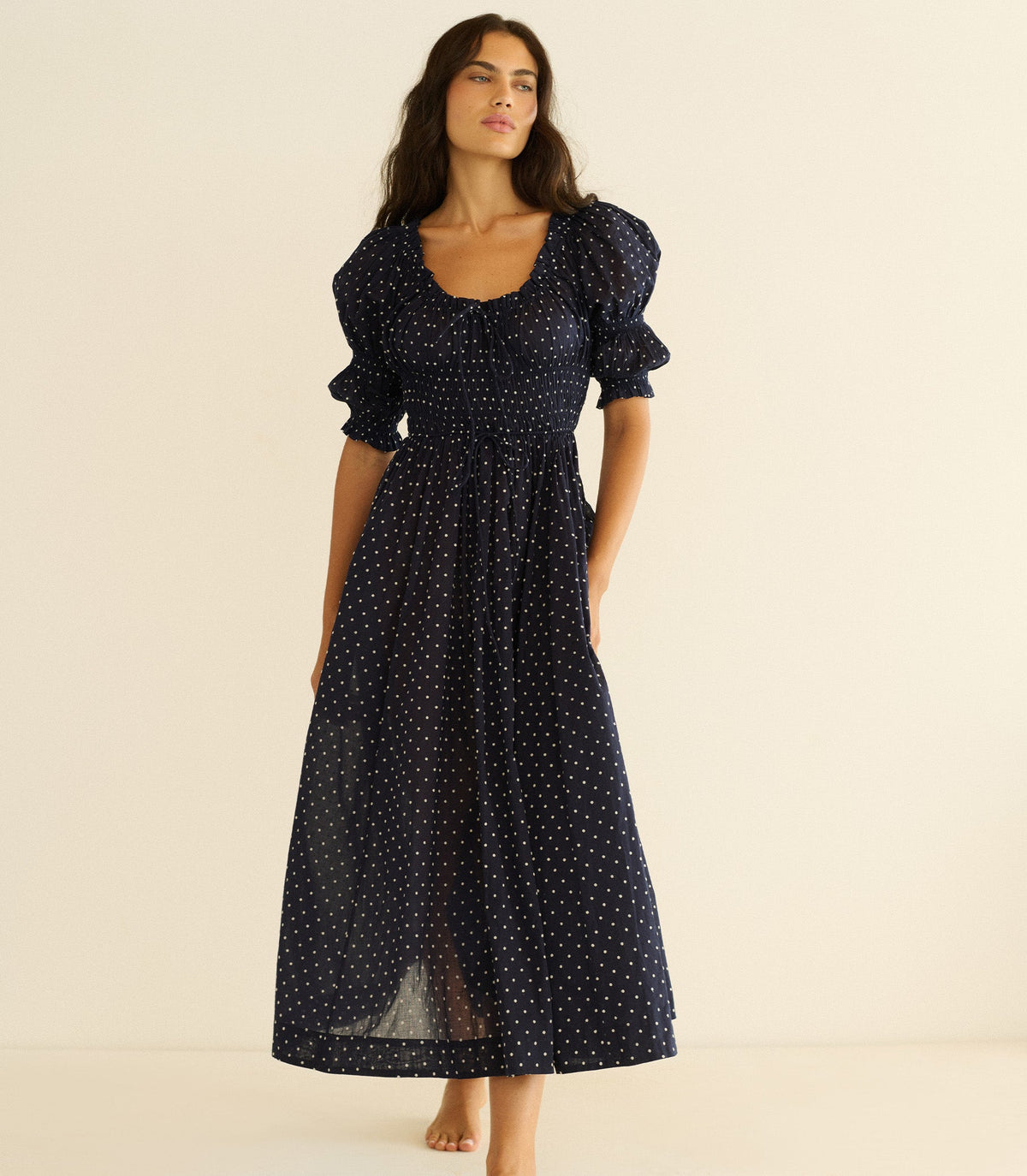 Ischia Dress in Navy Flock Dot - view 2