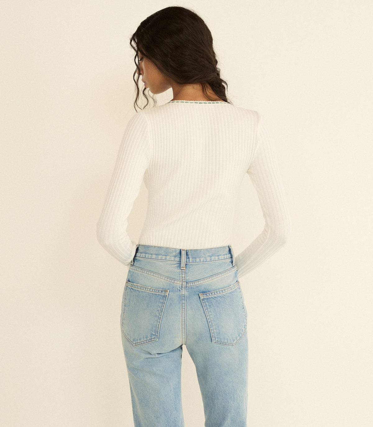 Lidie Tee in Salt with Cloud Blue Ribbon - view 6