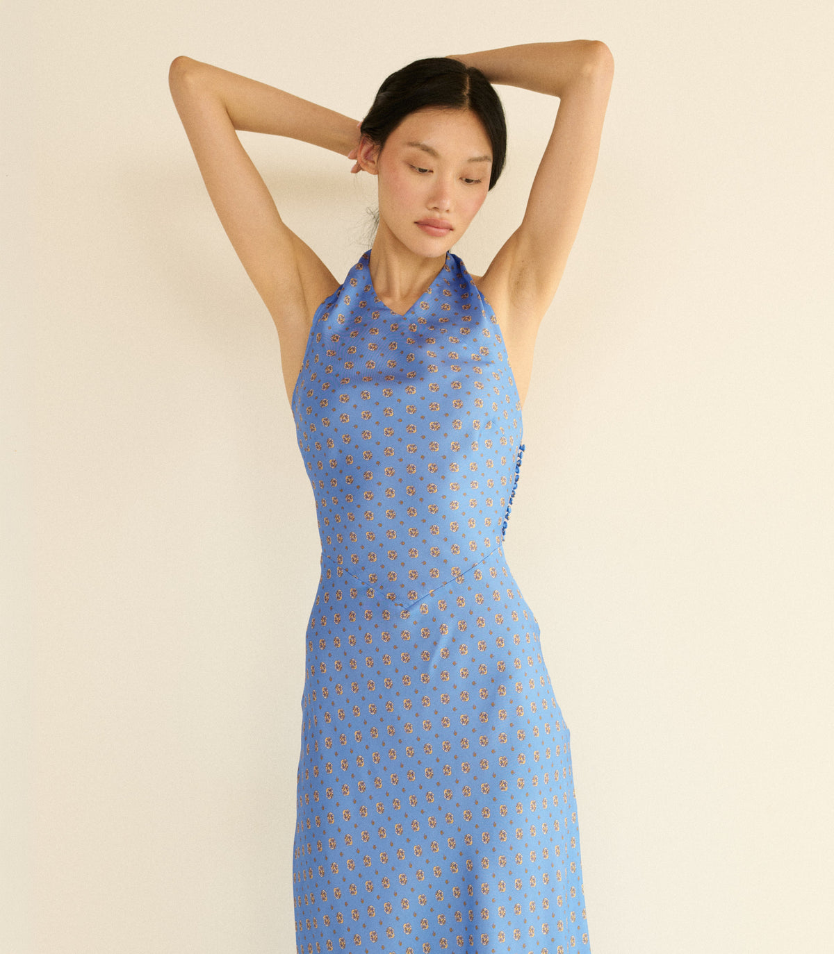 Noemie Dress in Periwinkle Cadiz Foulard - view 3